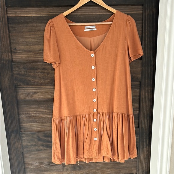 Urban Outfitters Orange Button-Down, Drop waist Dress - Picture 1 of 2
